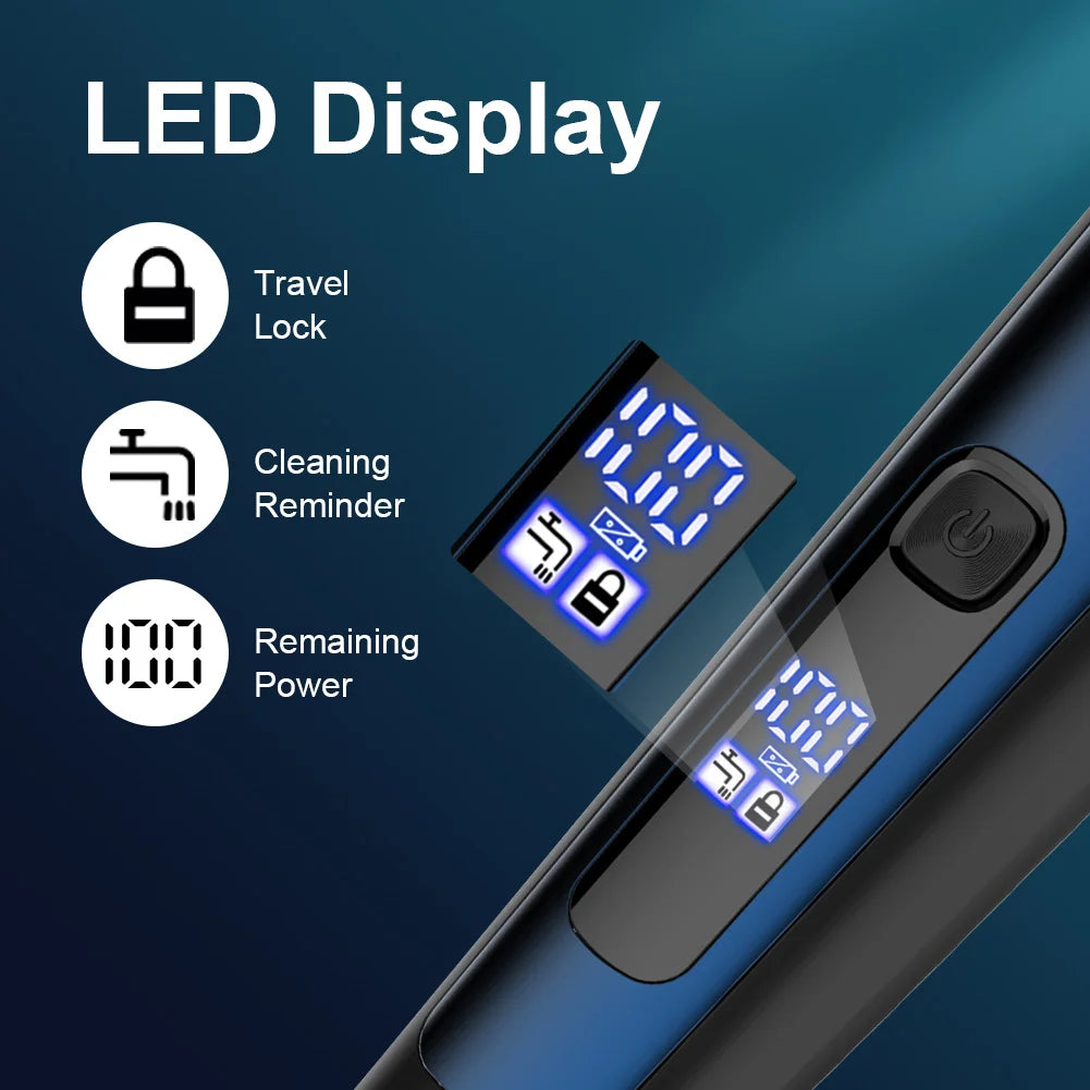 Hatteker 3-In-1 Smart Shaver For Men Digital Display Beard Trimmer