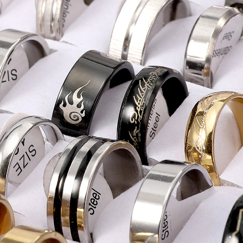 GuangdongFine Stainless Steel Rings Set For Men Women Wedding Jewelry