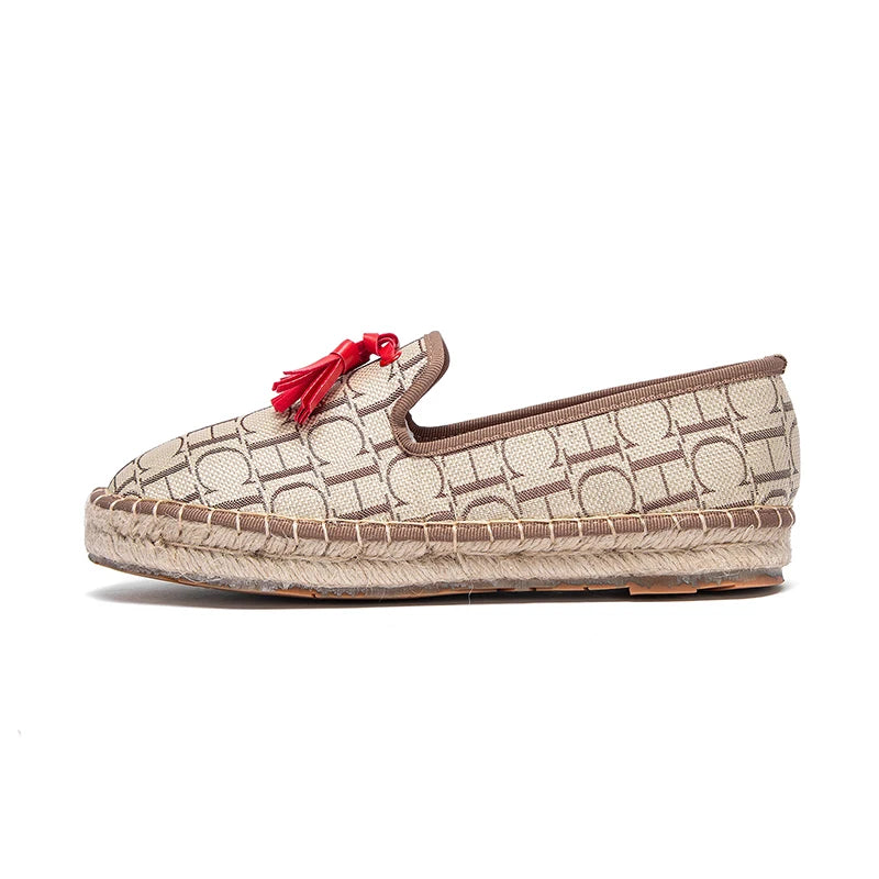 CHCH Womens Flat Shoes Fabric Hemp Bottom Non Slip Walking