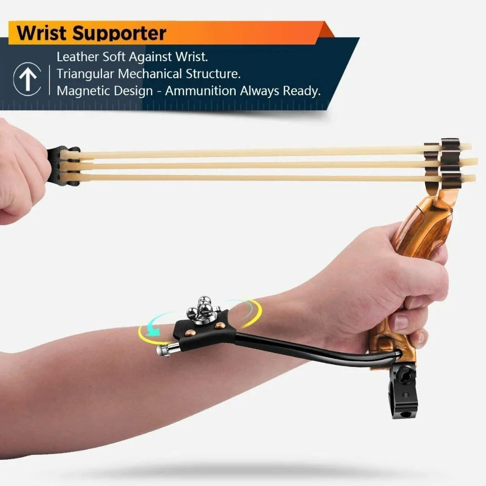 High Precision Slingshot Set Alloy Wooden Handle With 3 Bands