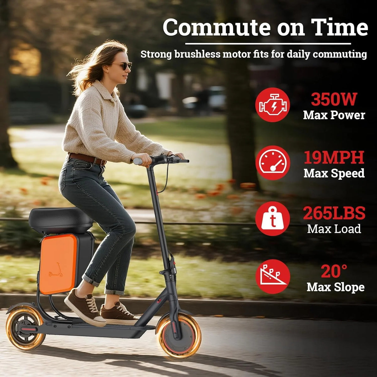 Ladped Electric Scooter 350W 16 Mile Range Includes Removable Seat