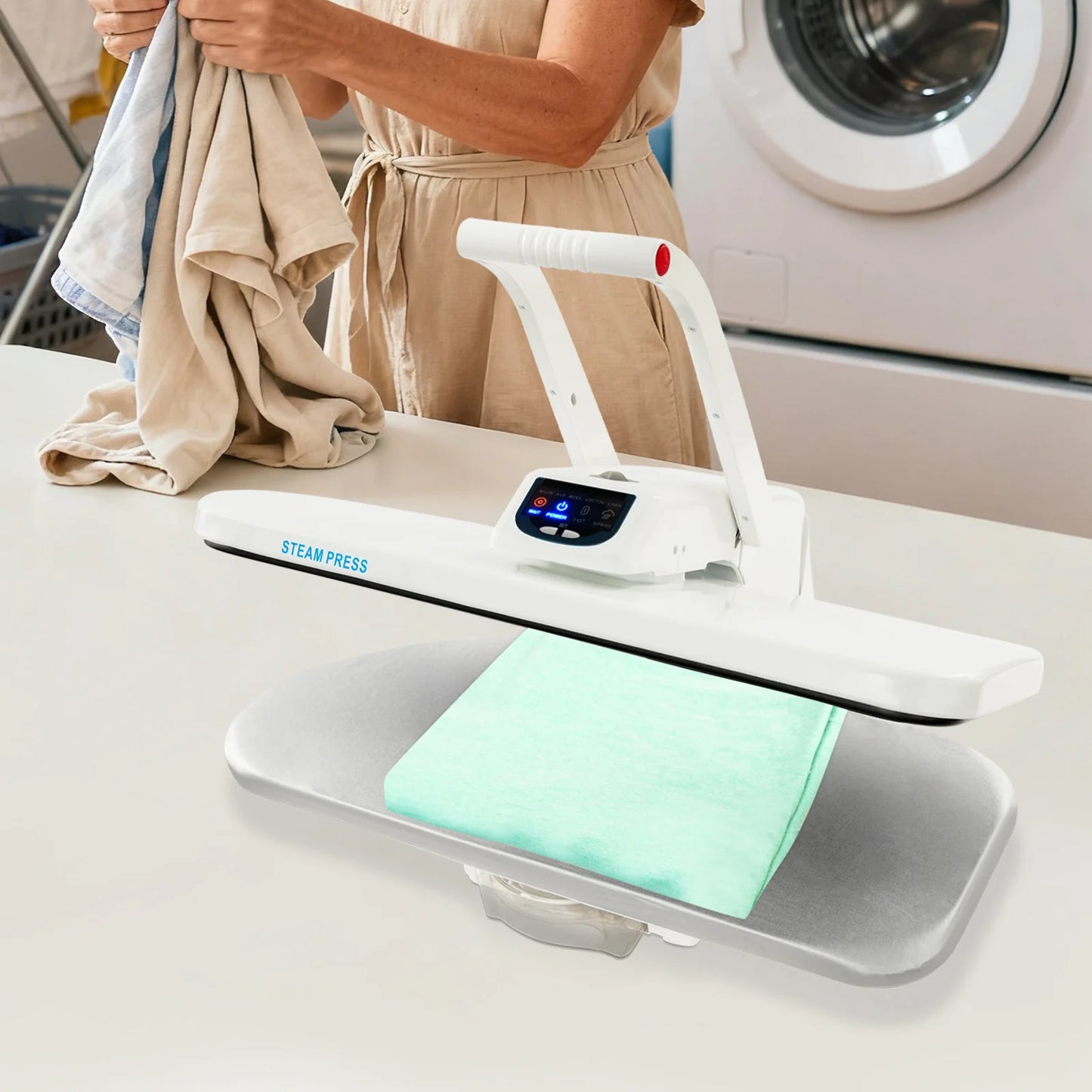 Bymaocar 1600W Intelligent Steam Press With Touchscreen And Fabric Settings