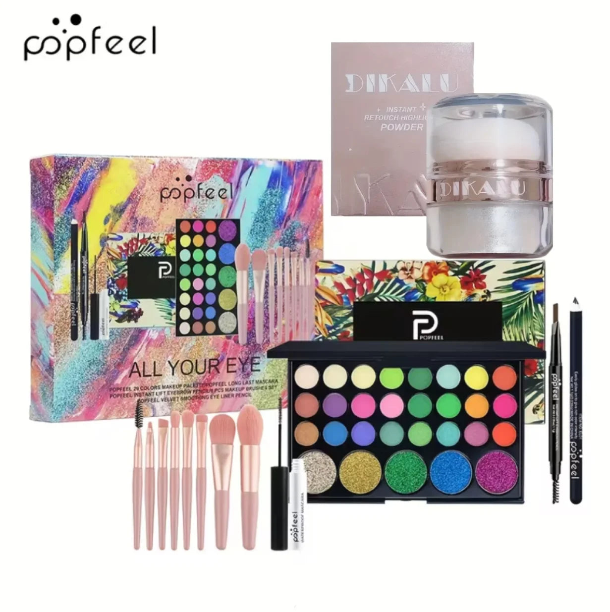 All-in-One Full Face Makeup Kit with Brush and Highlighter
