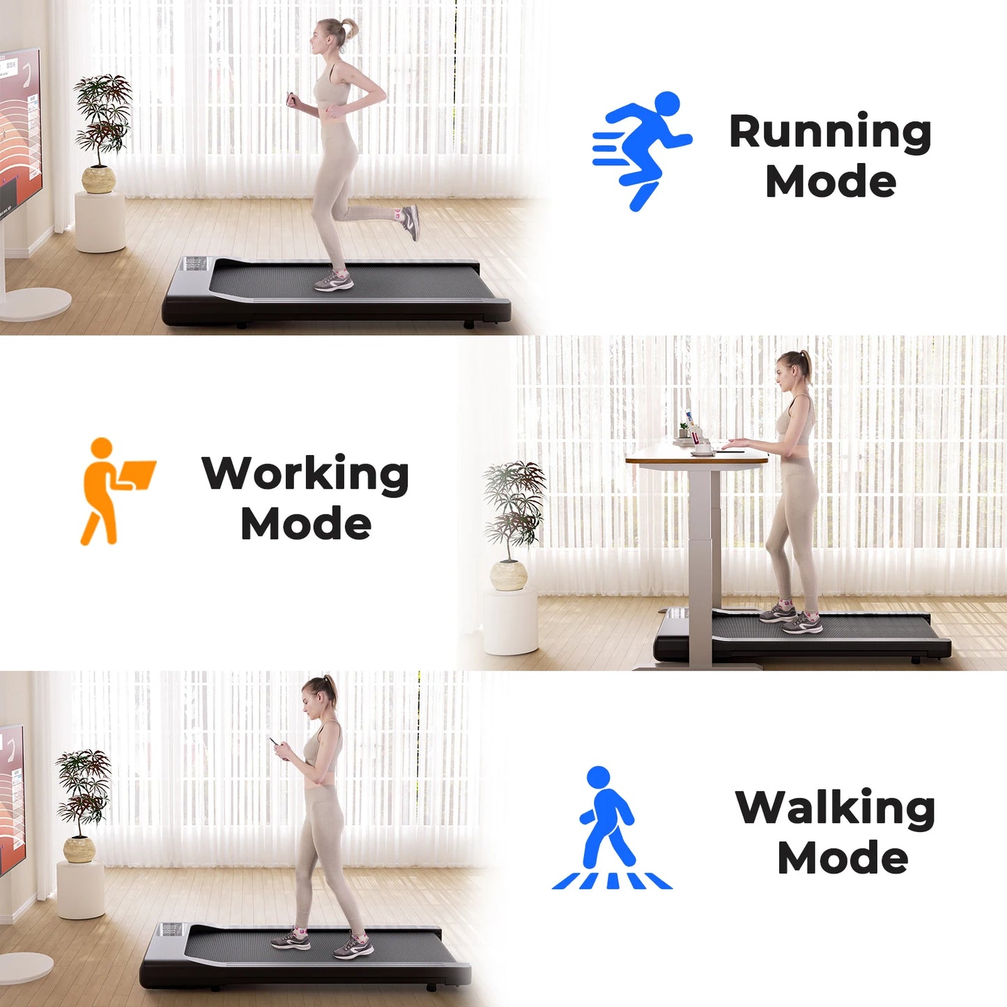 NONE 2in1 Treadmill for Home and Office with Remote LCD
