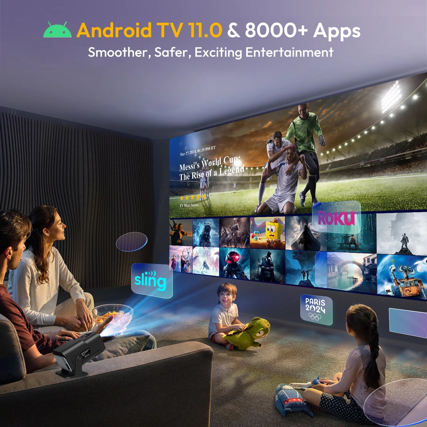 Xgody 4K Projector With Android 5G WiFi Home Theater