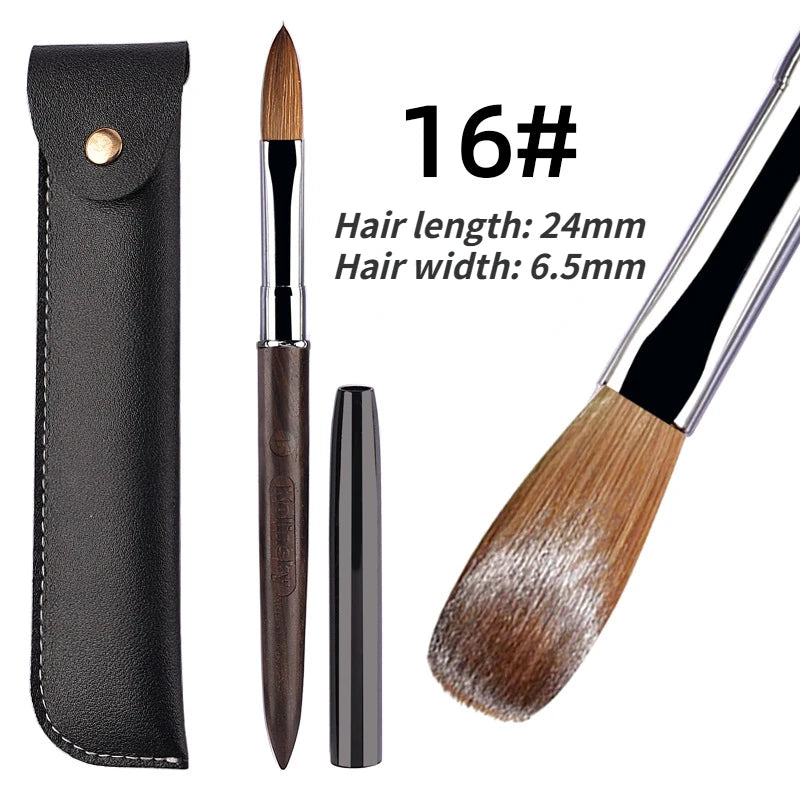 Crimped Kolinsky Nail Brush With Sandalwood Handle