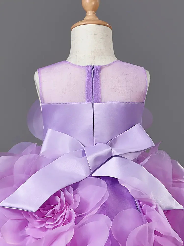 Girls Princess Party Dress Luxury Sleeveless Satin Ball Gown