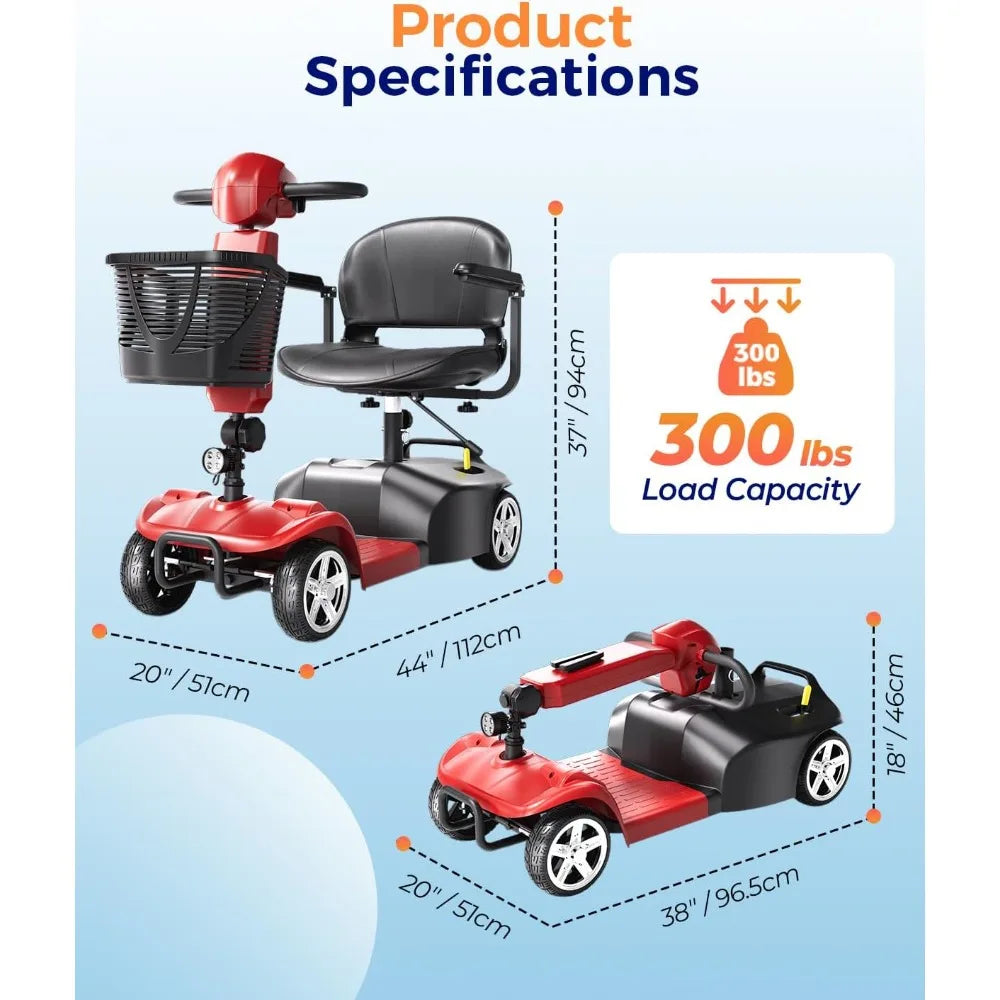 Foldable 4 Wheel Mobility Scooter For Seniors With Powerful Motor