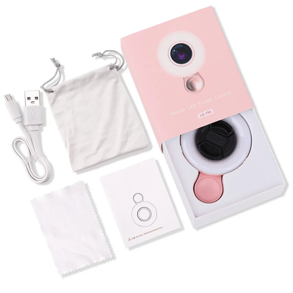 Lashrujade 15-20X Macro Lens With LED Ring Light Phone Clip