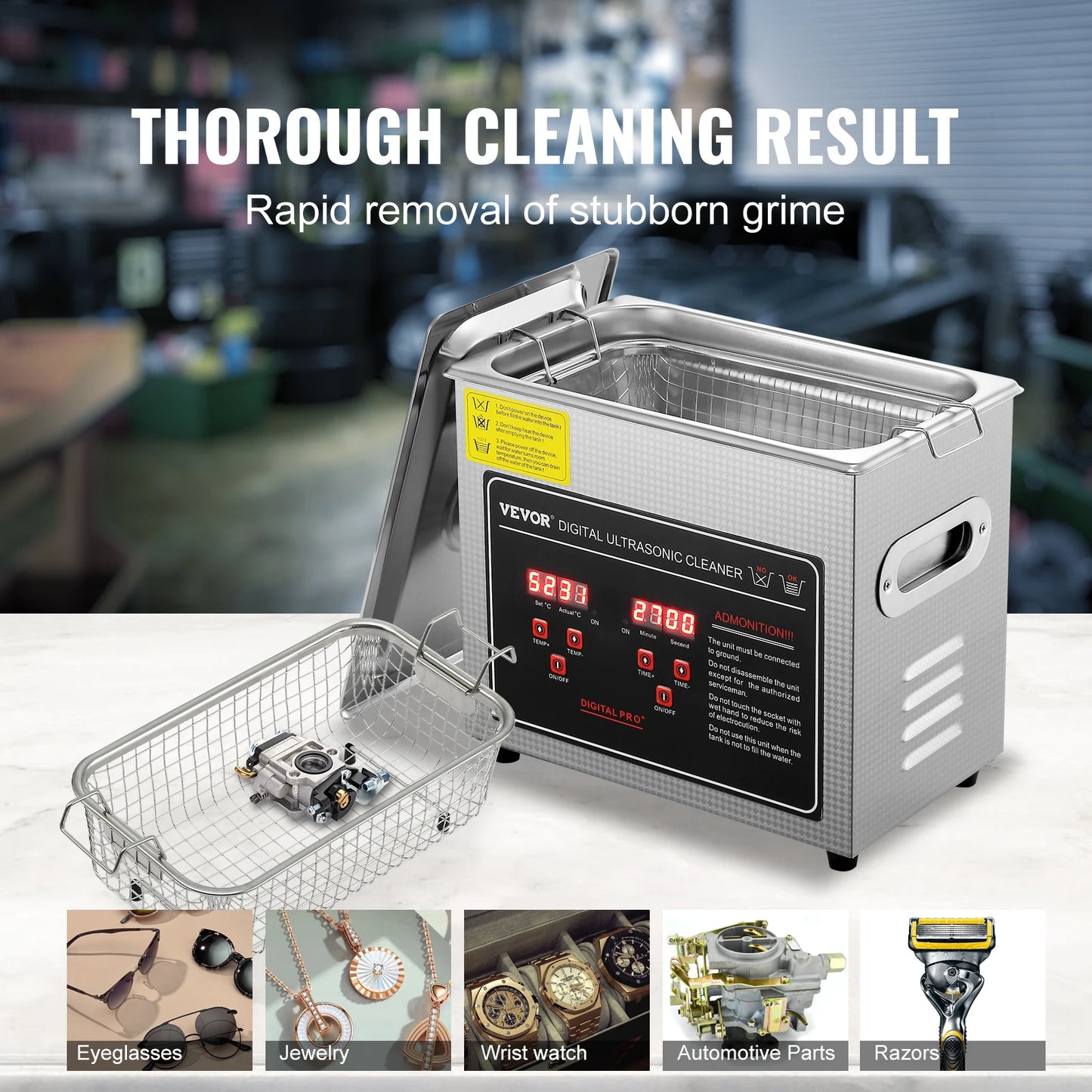 Succebuy Ultrasonic Cleaner Stainless Steel Home Cleaning Appliance