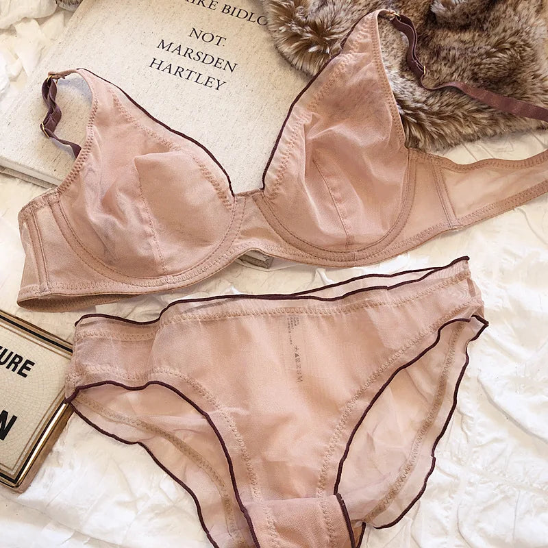 Moyiusu Minimiser Underwire Bra Set With Mesh Lace