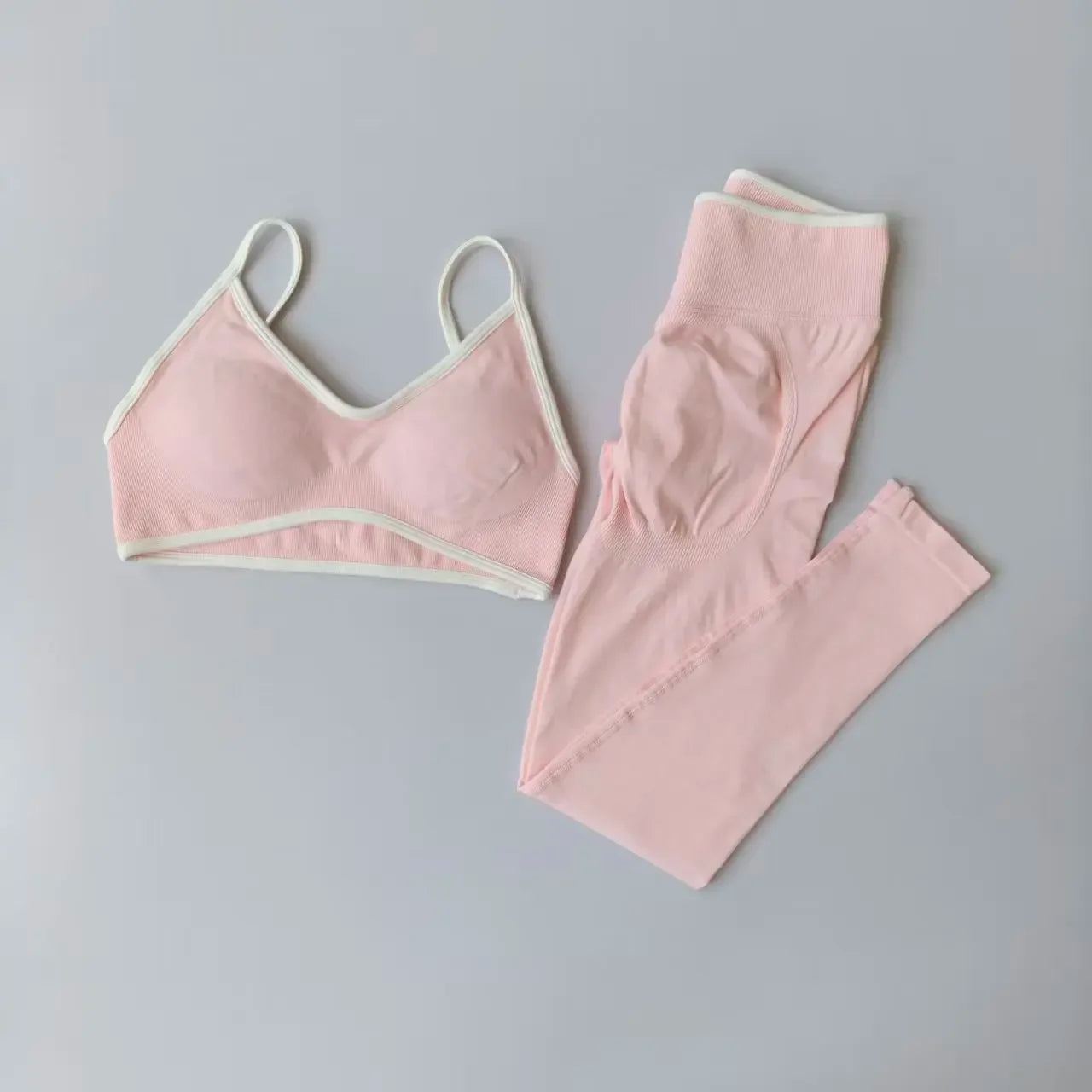 2pcs Sport Sets Women Gym Push Up Yoga Pants Hollow Back Gym Fitness Bras Workout High Waisted Leggings Seamless Tights Set Suit