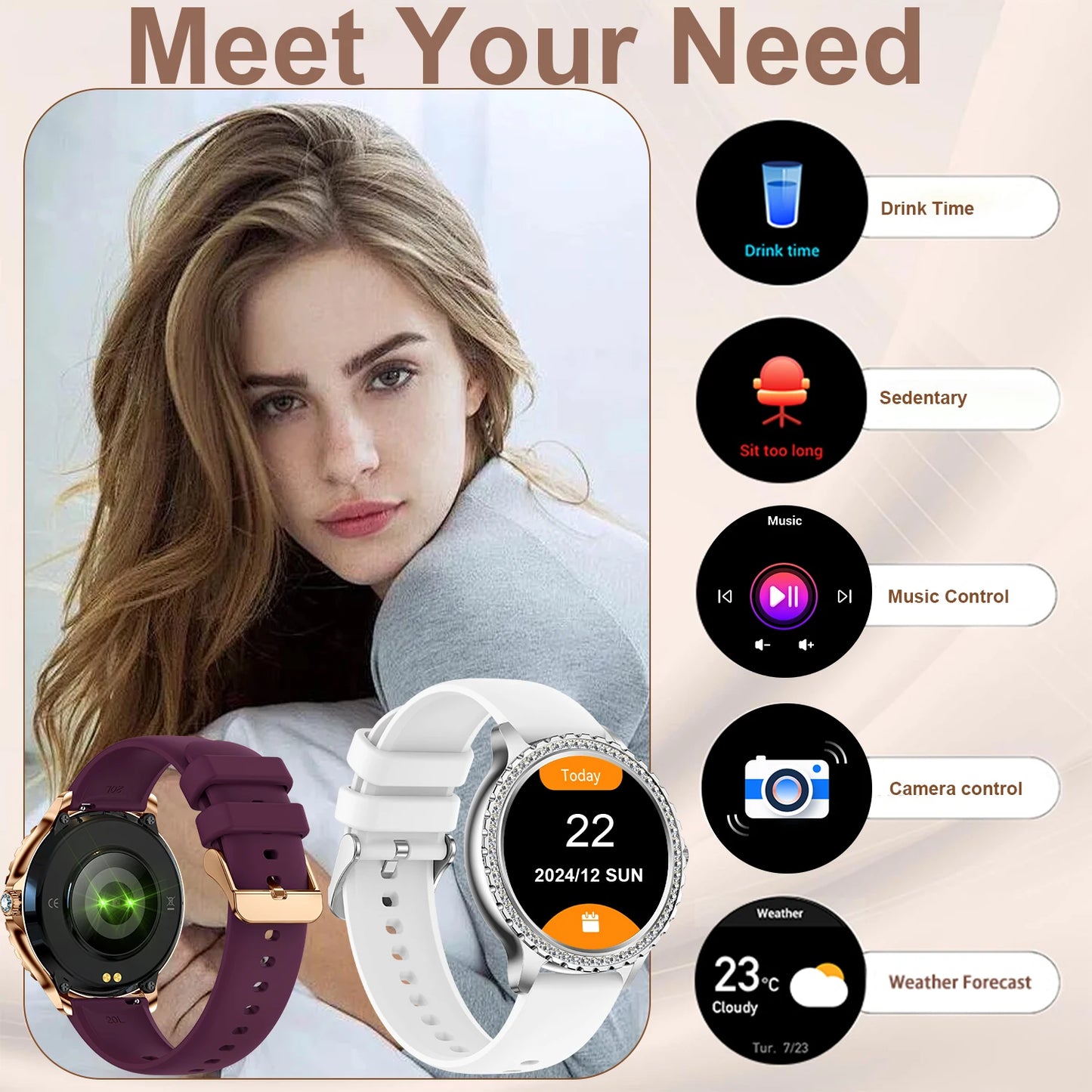 INNOFOVO Women's Smart Watch Fitness Tracker With Wireless Calls