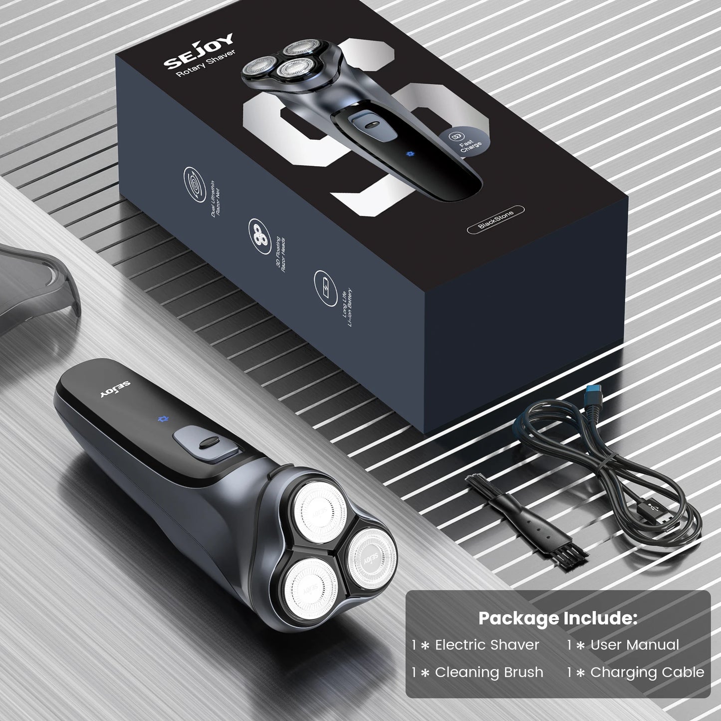 Sejoy 3D Floating Electric Shaver For Men With Trimmers