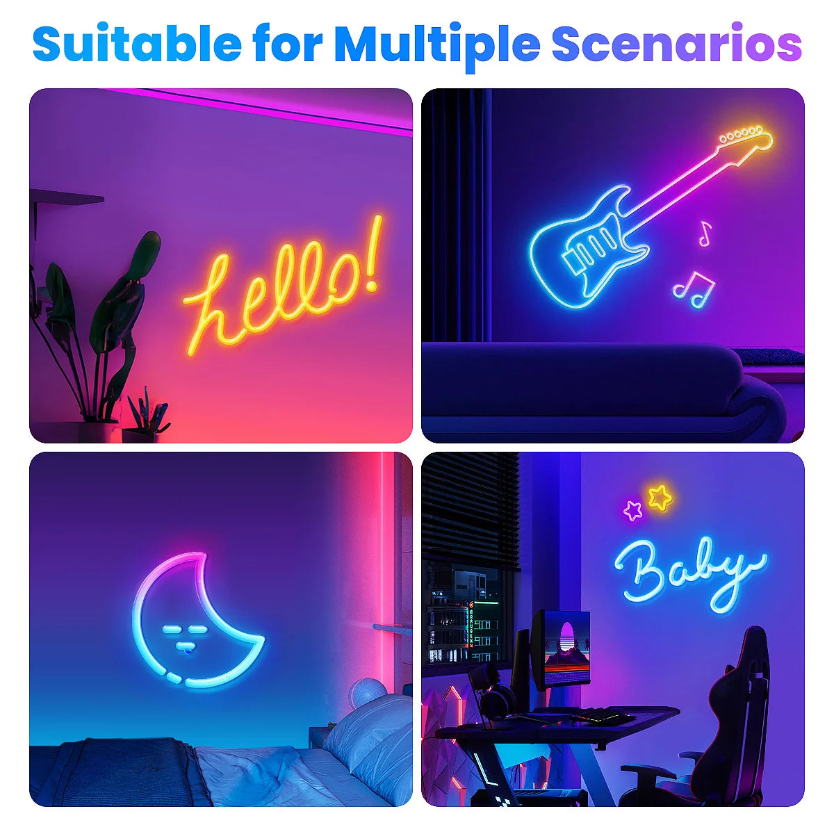 Aiopp UltraBrightIlluminated Flexible Neon LED Rope Lights RGB MultiColor StripLighting