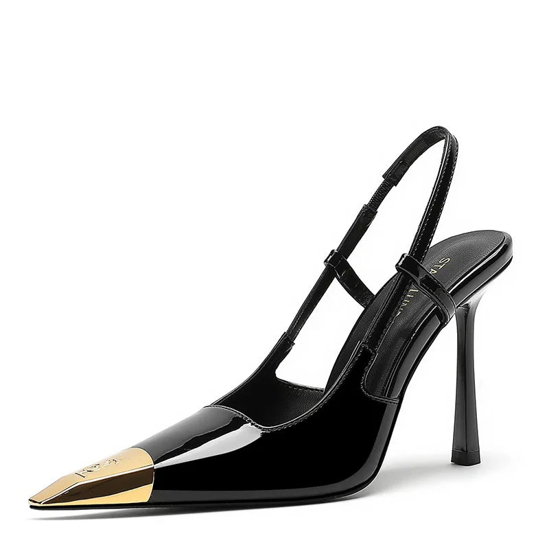 Pointed Toe Stiletto Sandals With Single Strap Slingback Heels