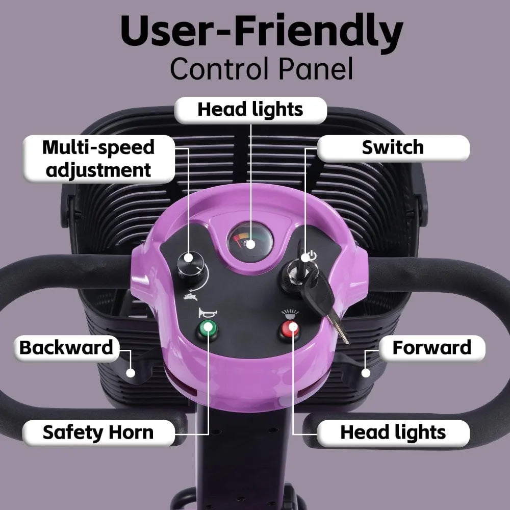4 Wheel Mobility Scooter With Seat And Removable Battery