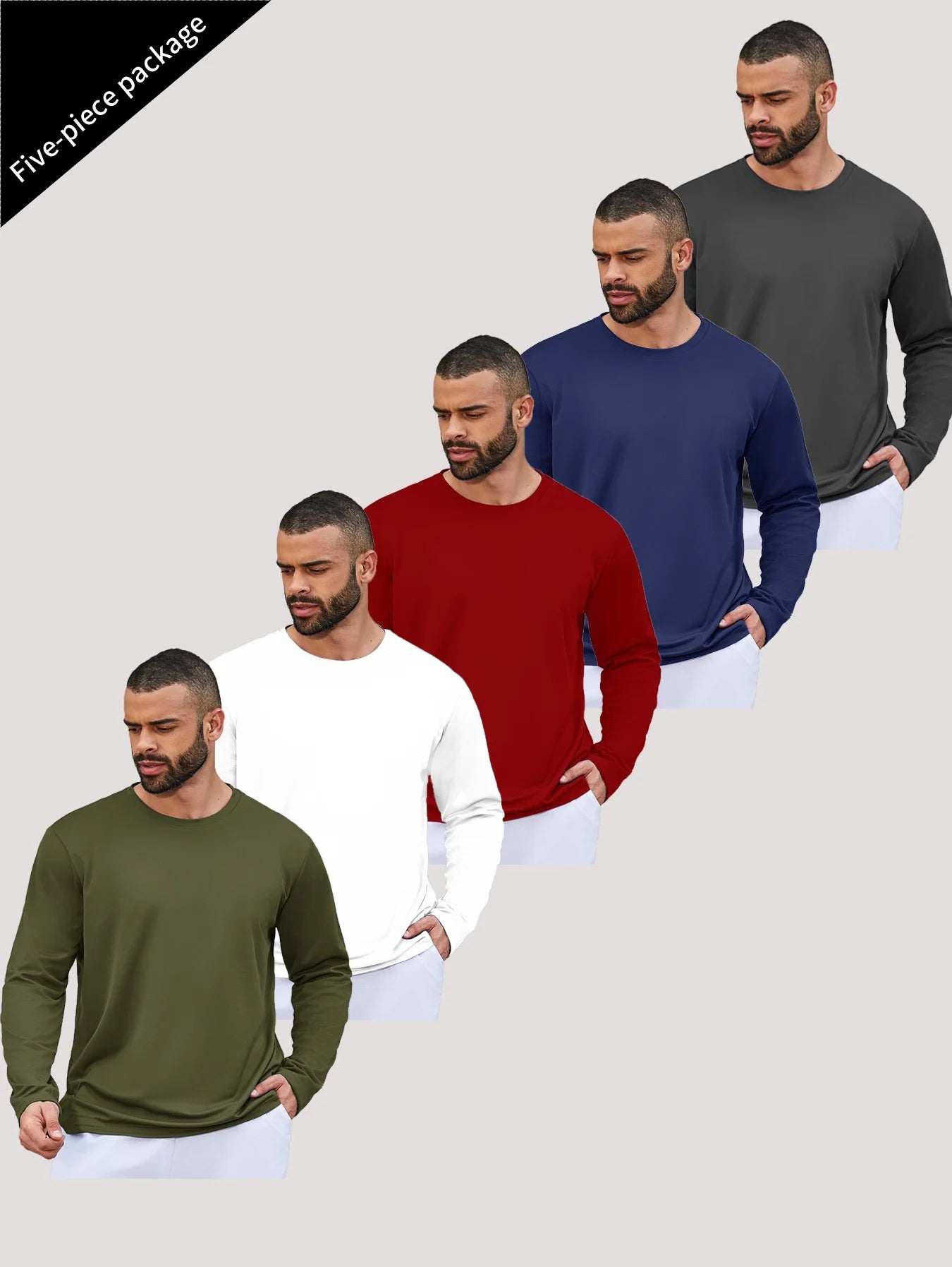 NONECN Men's Running Speed Dry Long Sleeve Shirt for Sports
