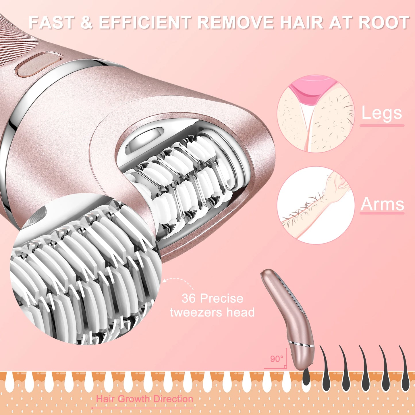 Hatteker 3 in 1 Epilator for Women USB Rechargeable Hair Removal
