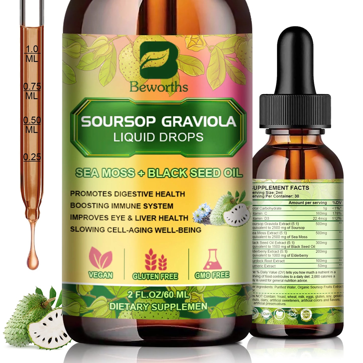 Beworths Soursop Graviola Extract Drops For Immunity And Kidney Health