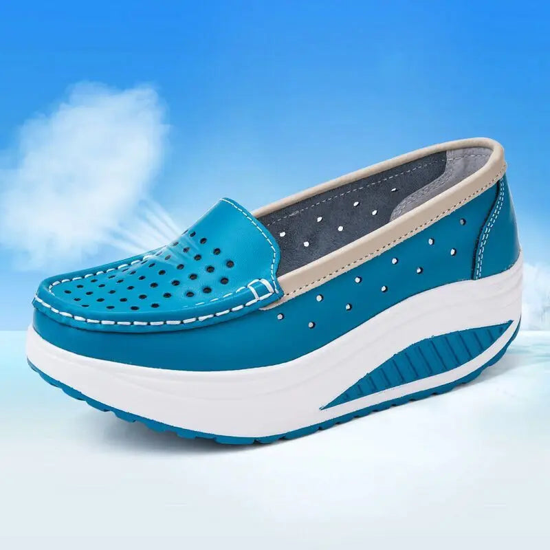 QUNSHENGRUI Women Leather Nursing Shoes Comfortable Work Shoes