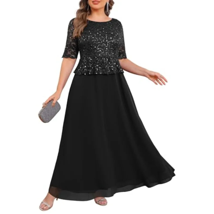 Mother Of The Bride Sequin Lace Bodice Formal Gown