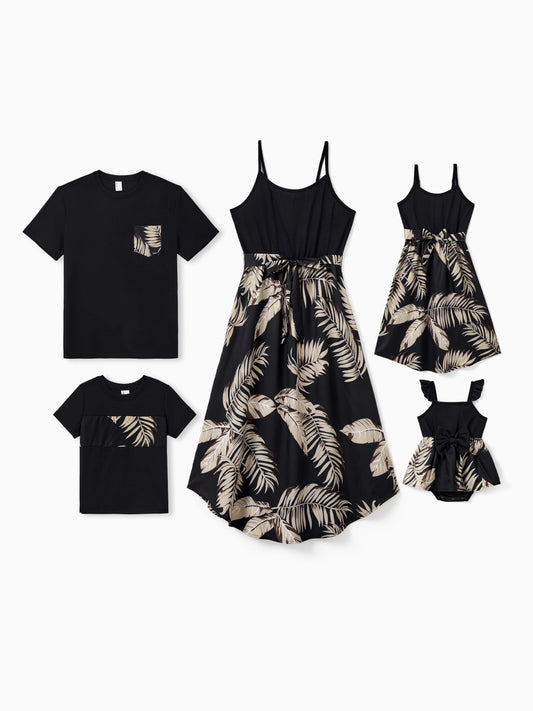 PATPAT Family Matching Tropical Leaf Print Outfit Set