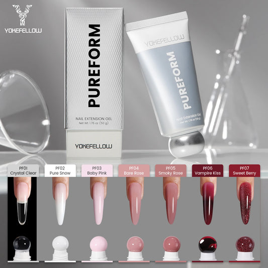 YOKEFELLOW PUREFORM Poly Gel Nai Polish Tpo&Hema Free Pink Red Extension Gel Large Capacity 50g Hard Gel for Starter Nail Art DIY