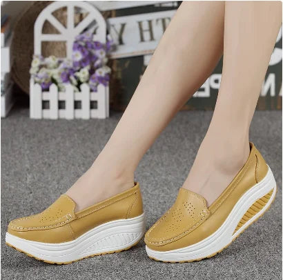 QUNSHENGRUI Women Leather Nursing Shoes Comfortable Work Shoes