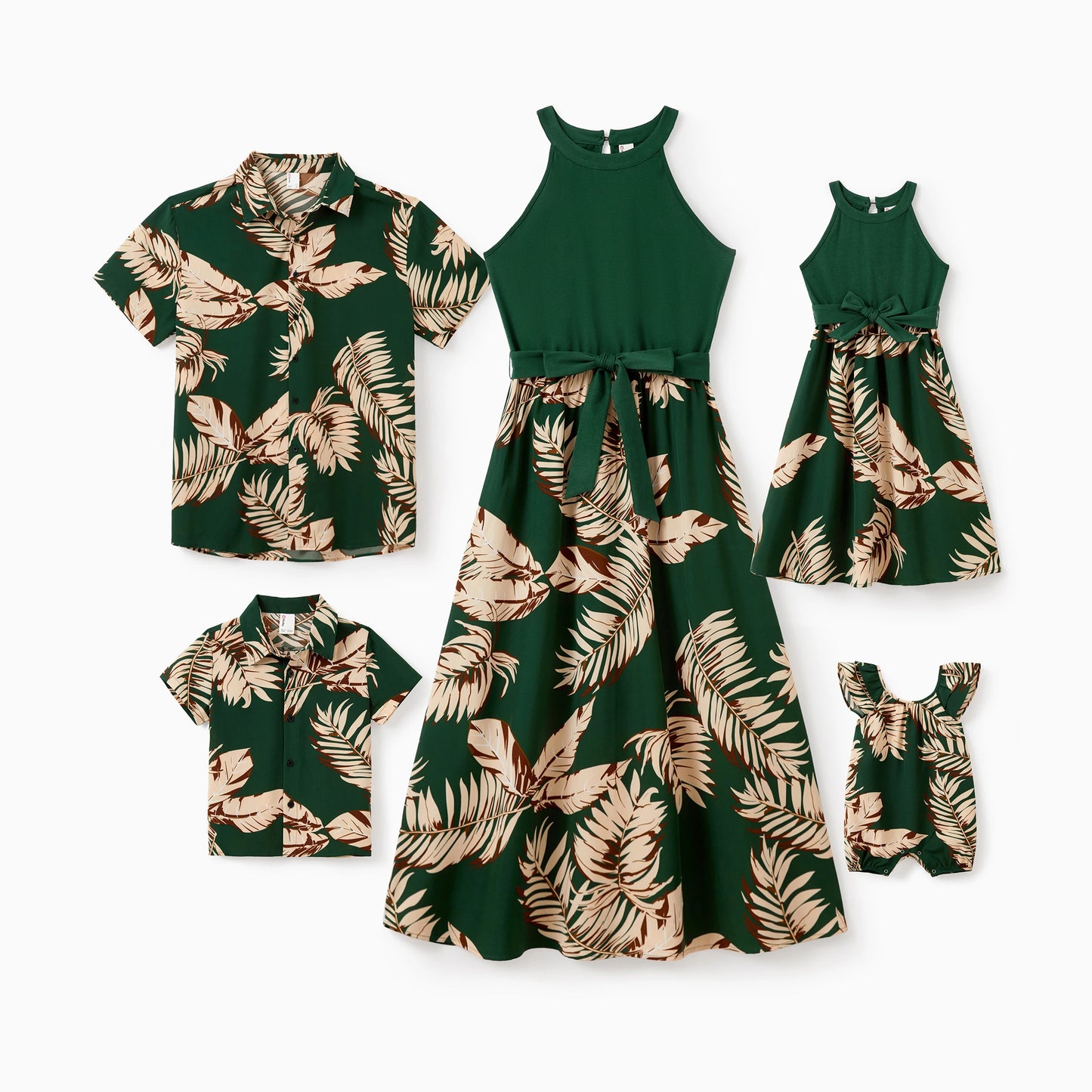 PATPAT Family Matching Tropical Leaf Print Hawaiian Vacation Outfit Set