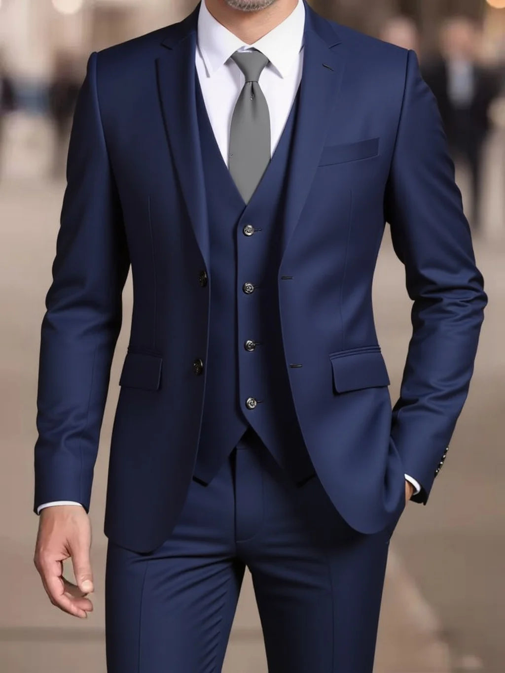 SONGWEJiE Men's Four Seasons Business Suit Two Piece Set