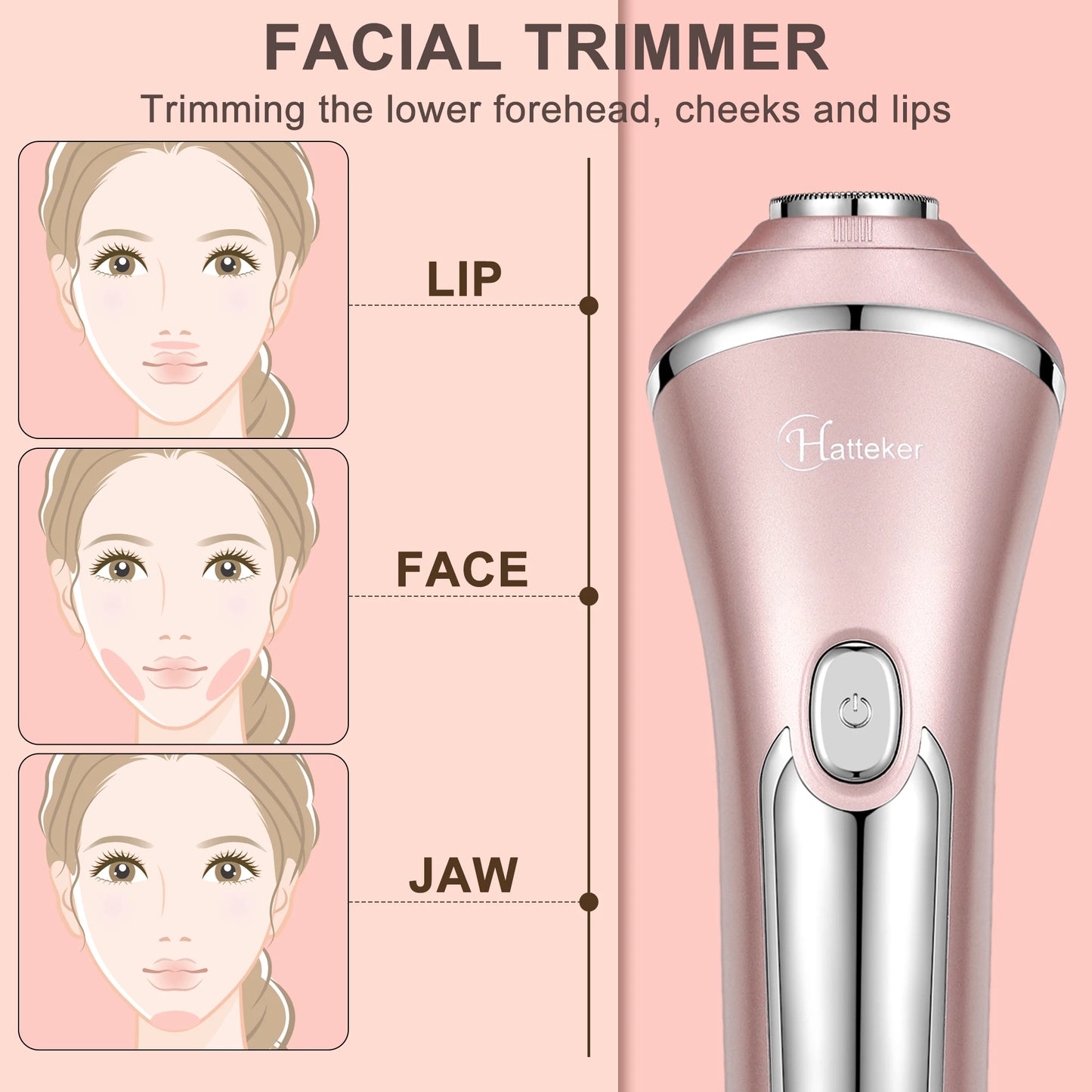 Hatteker 3 in 1 Epilator for Women USB Rechargeable Hair Removal