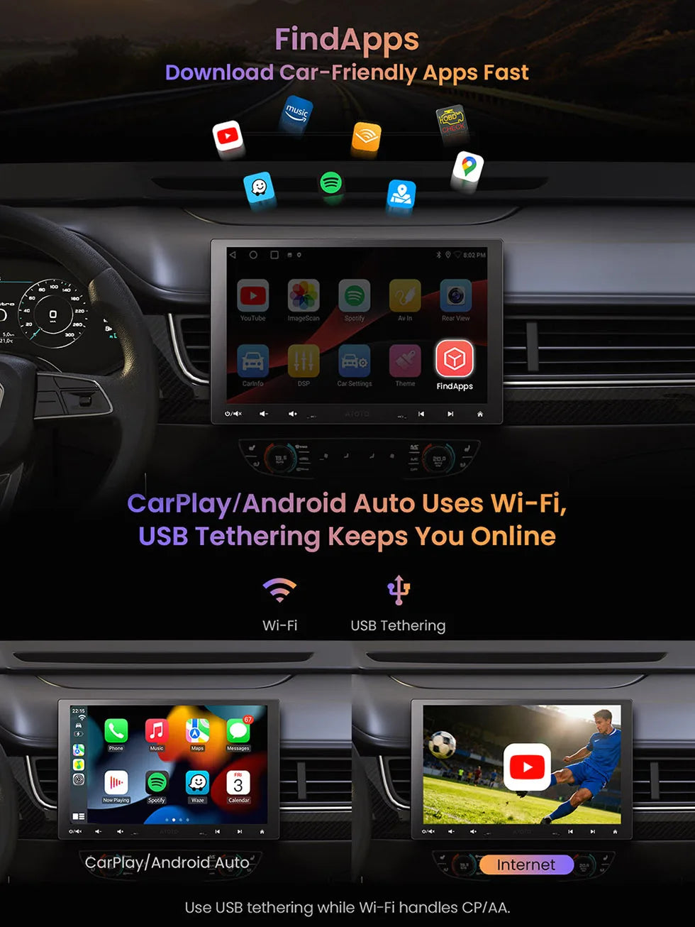 ATOTO Android Car Stereo Head Unit 1Din/2Din With Floating Screen