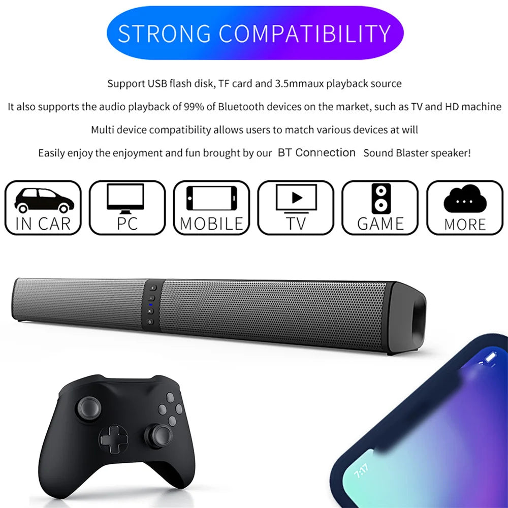 CURUK Wireless Bluetooth TV Sound Bar 2 Speaker System For Home Theater