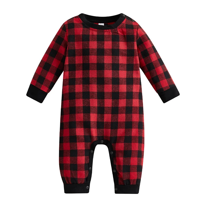 Family Matching Christmas Pajama Set Plaid Print Sleepwear