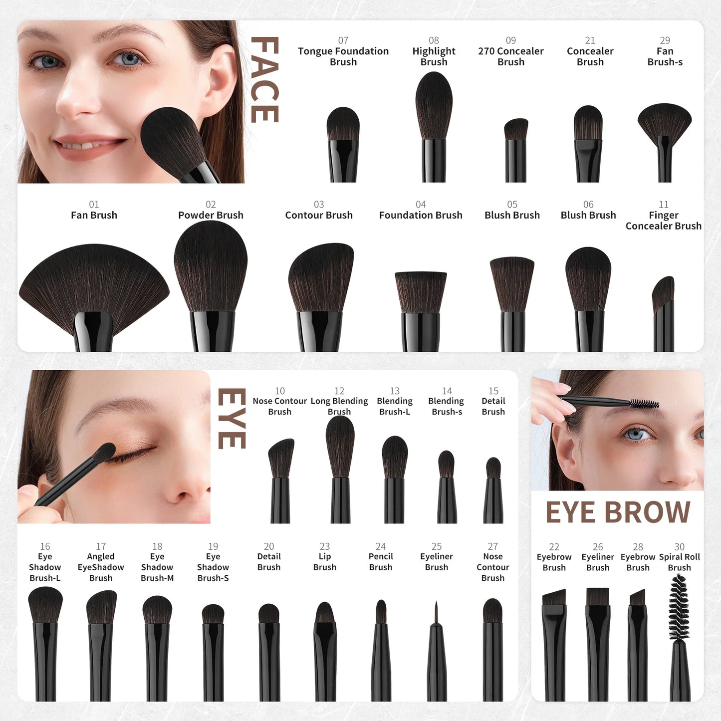 Docolor Professional Makeup Brush Set For Face And Eyes