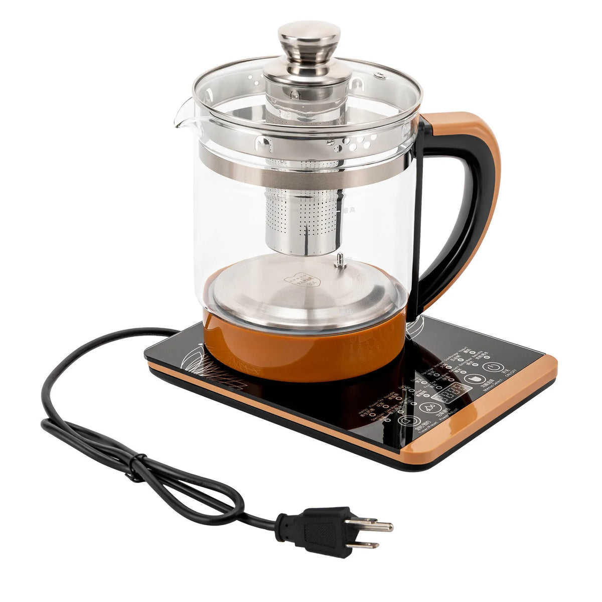 800W 1.8L Multifunctional Electric Kettle Health Pot Tea Maker Household Tea Kettle with Food-grade Plastic and 304 Stainless Steel High-borosilicate Glass for Home and Office