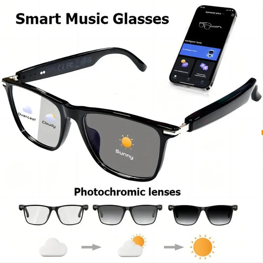 Fecoul Smart Glasses With Auto Dimming Lenses Built In Microphone And Speaker