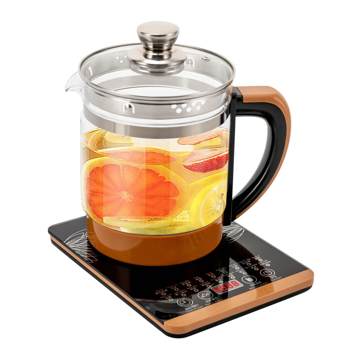 800W 1.8L Multifunctional Electric Kettle Health Pot Tea Maker Household Tea Kettle with Food-grade Plastic and 304 Stainless Steel High-borosilicate Glass for Home and Office