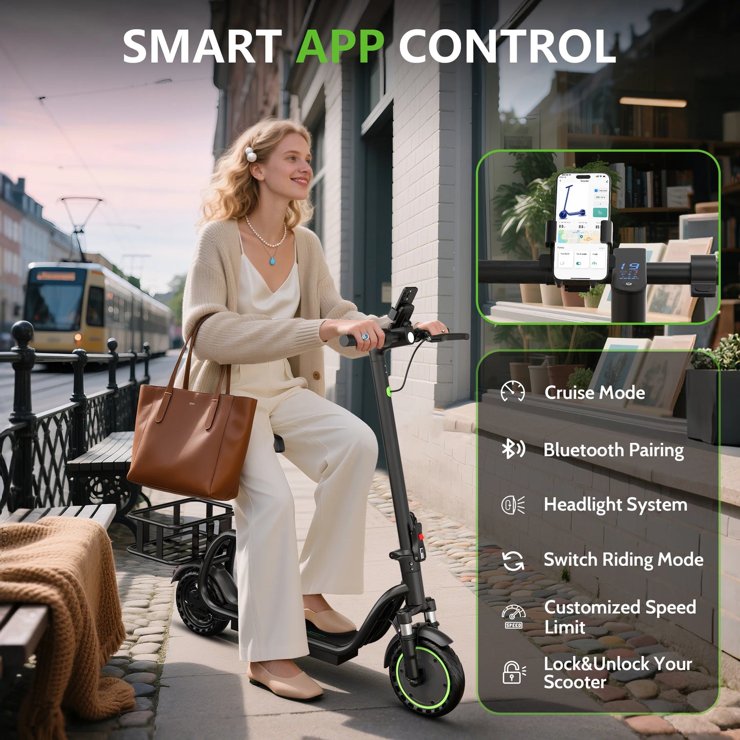 MAXSHOT Electric Scooter With Seat Basket Foldable 15 Miles
