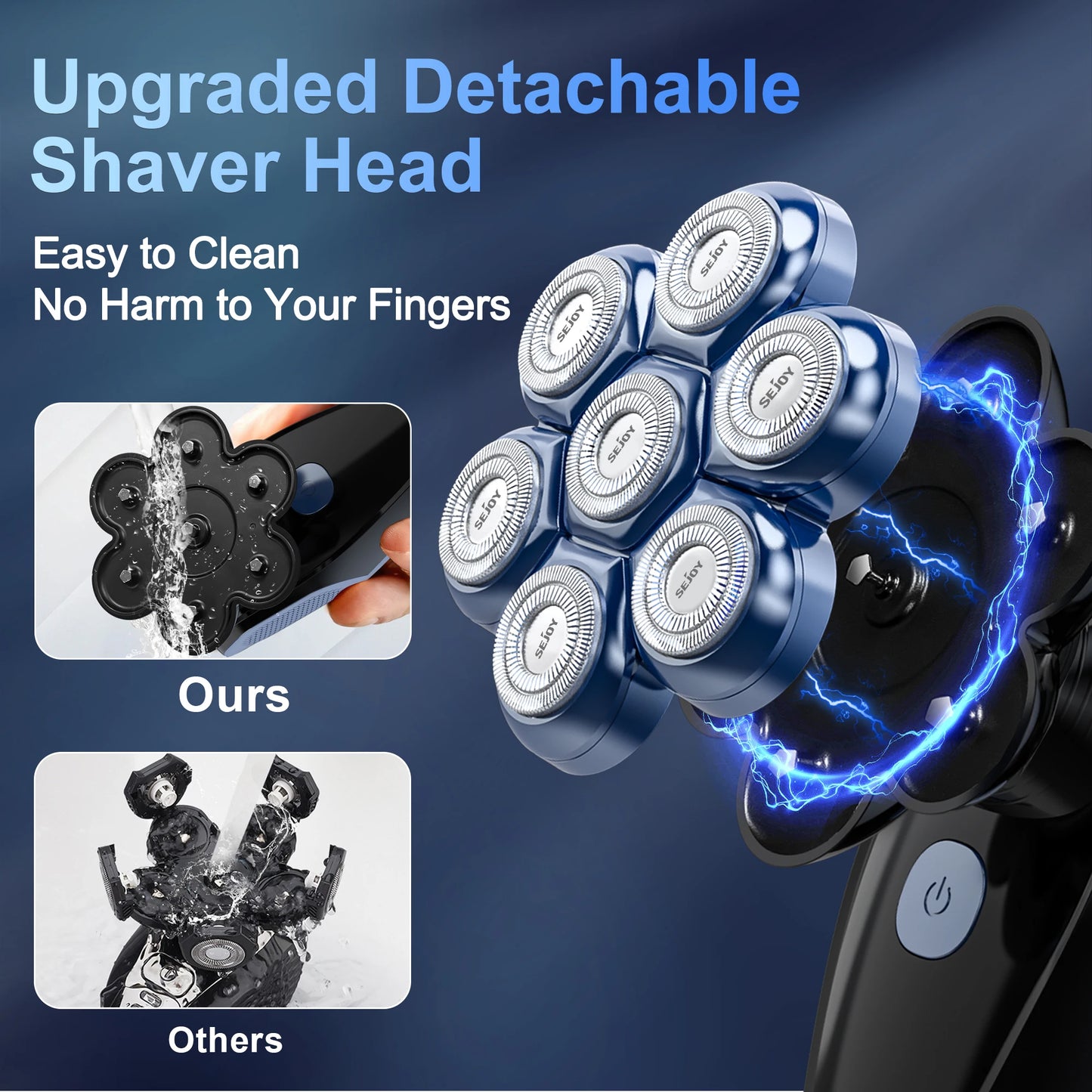 Sejoy 6 In 1 Electric Razor For Bald Men Nose Hair Trimmer Waterproof
