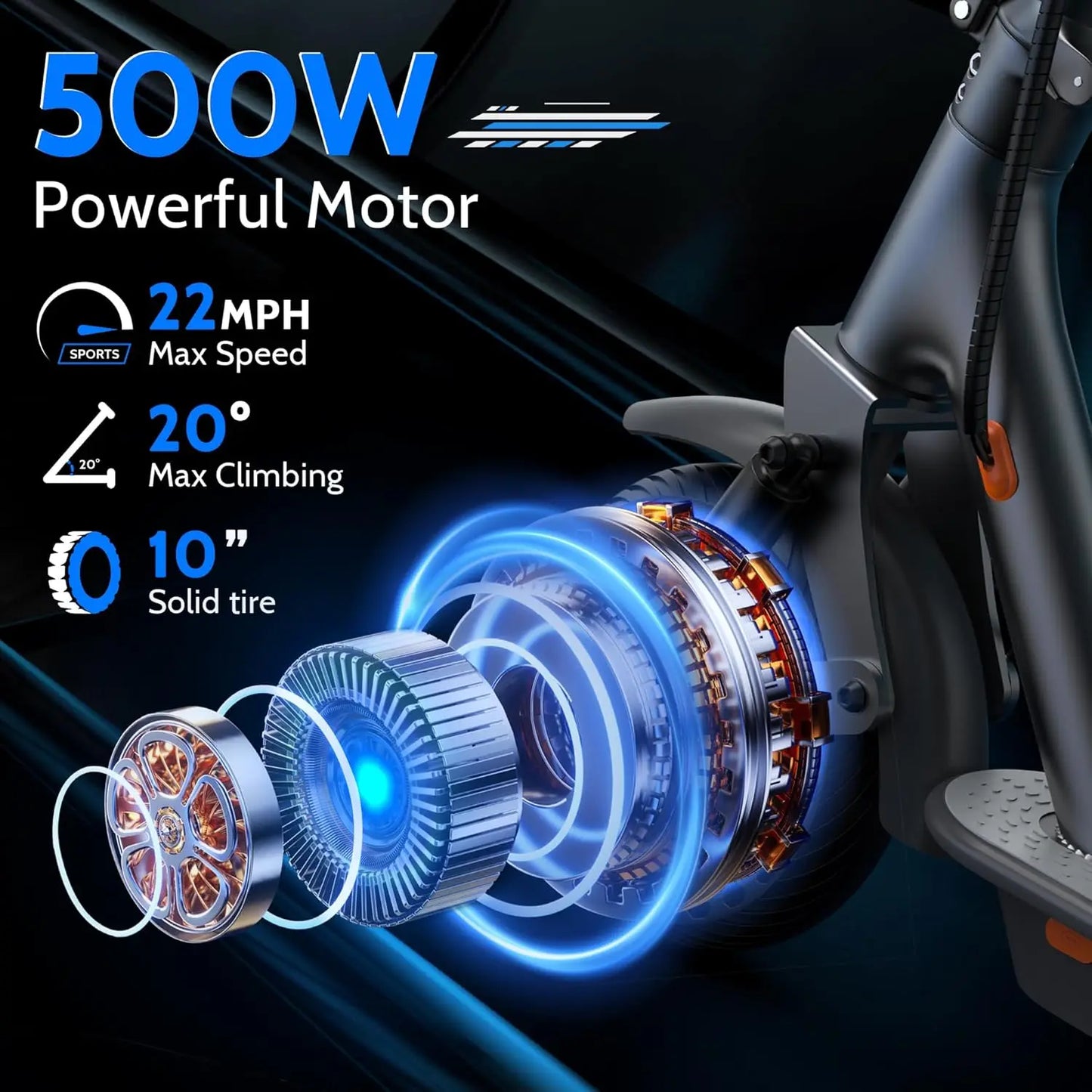 AOVOPRO Folding Electric Scooter Smart App Control Dual Braking System