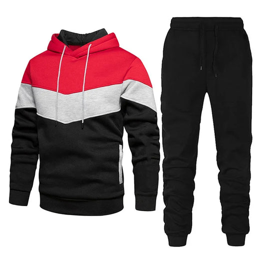 NONECN Men's Sports Hoodie And Pants Set Mandarin Collar Zipper