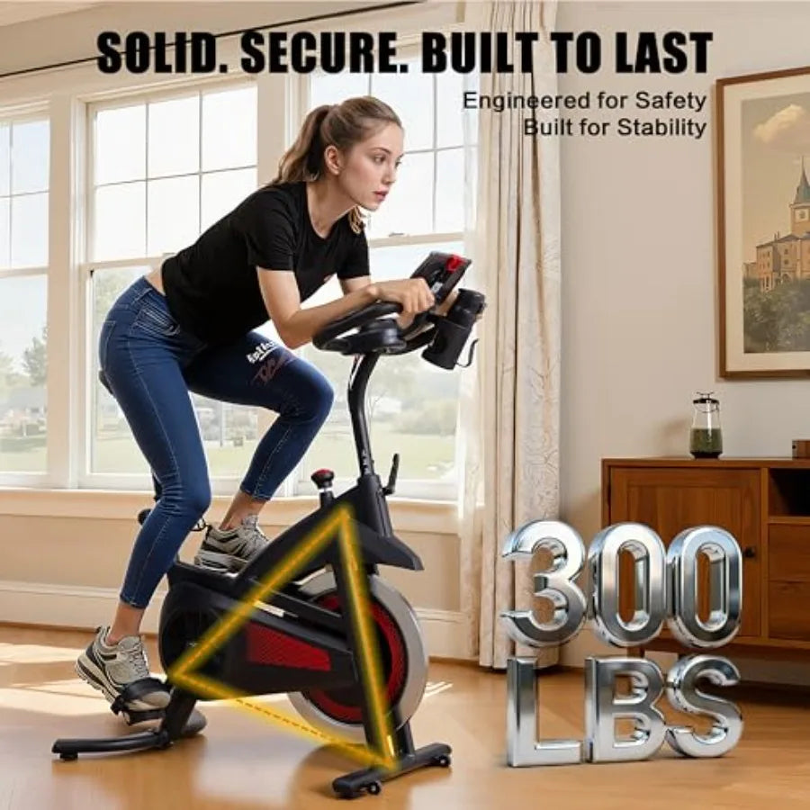 XMSJ Stationary Exercise Bike For Home Gym Indoor Cycling 300lb