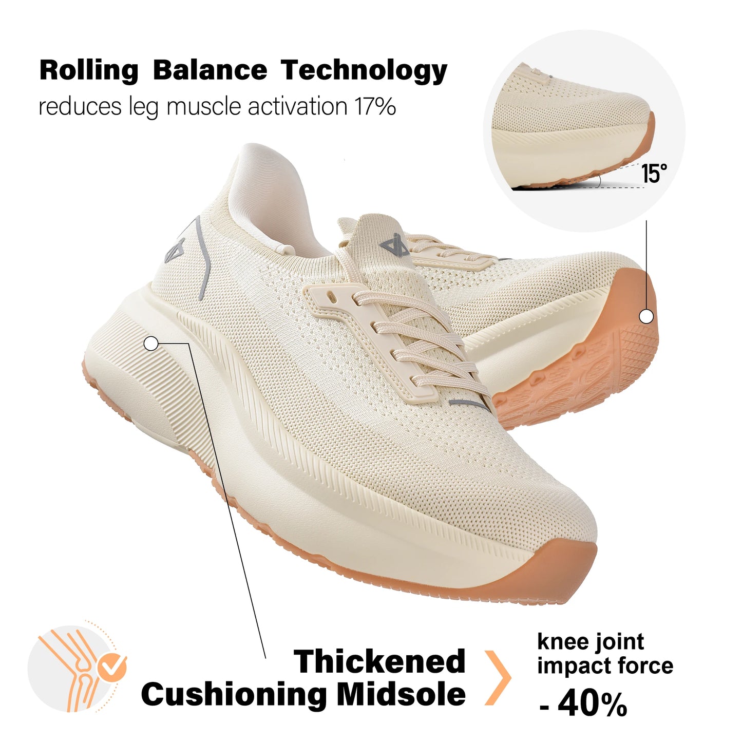NONECN Women's Wide Toe Box Slip On Sneakers Arch Support