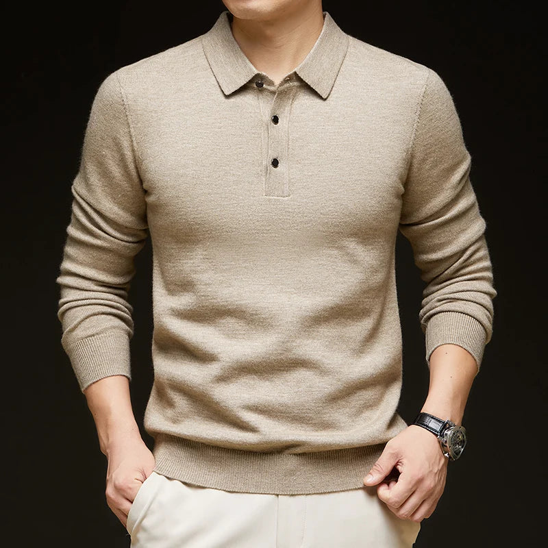 Men's Wool Crewneck Knit Pullover Sweater for Autumn and Winter