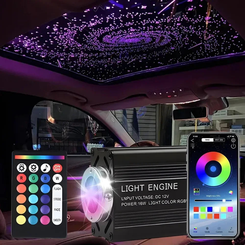 Car Star Light Fiber Optic Kit 12W RGB LED MeteorLight
