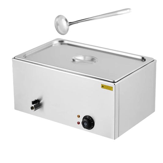 Commercial Food Warmer, Stainless Steel Buffet Bain Marie, 21QT Electric Steam Table with 86-176°F Temp Control Tap & Lid