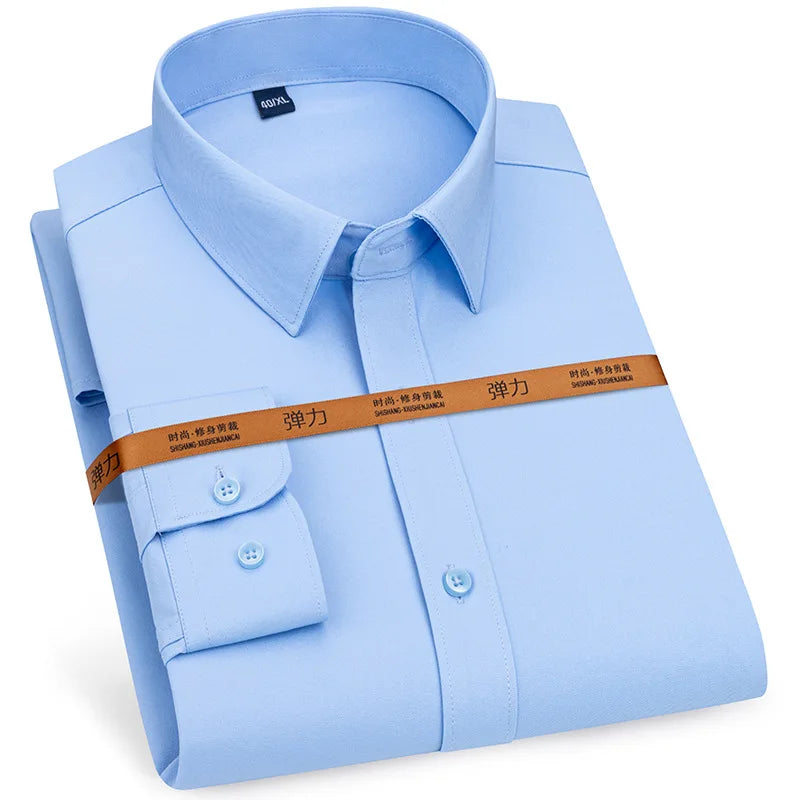 Men's Slim Fit Breathable Dress Shirt Long Sleeve Business Casual