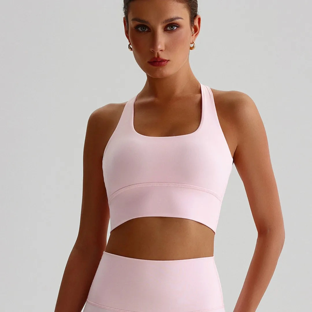 Solid Color Women Fitness Bra Tights Sports Tank Top Cross Back Gym Clothe Underwear Yoga Vest High impact shockproof Chest Pad